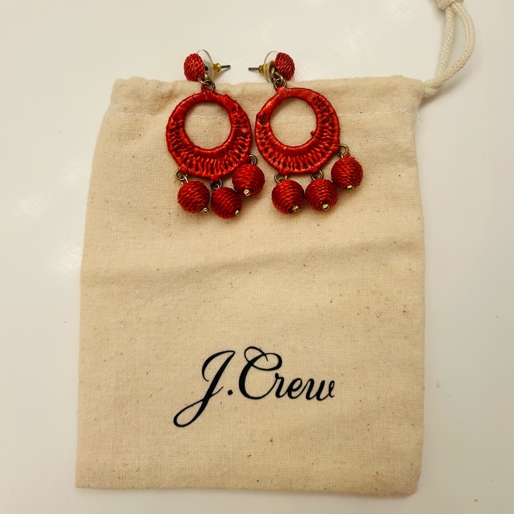 J. Crew Bold Red Hoop Earrings